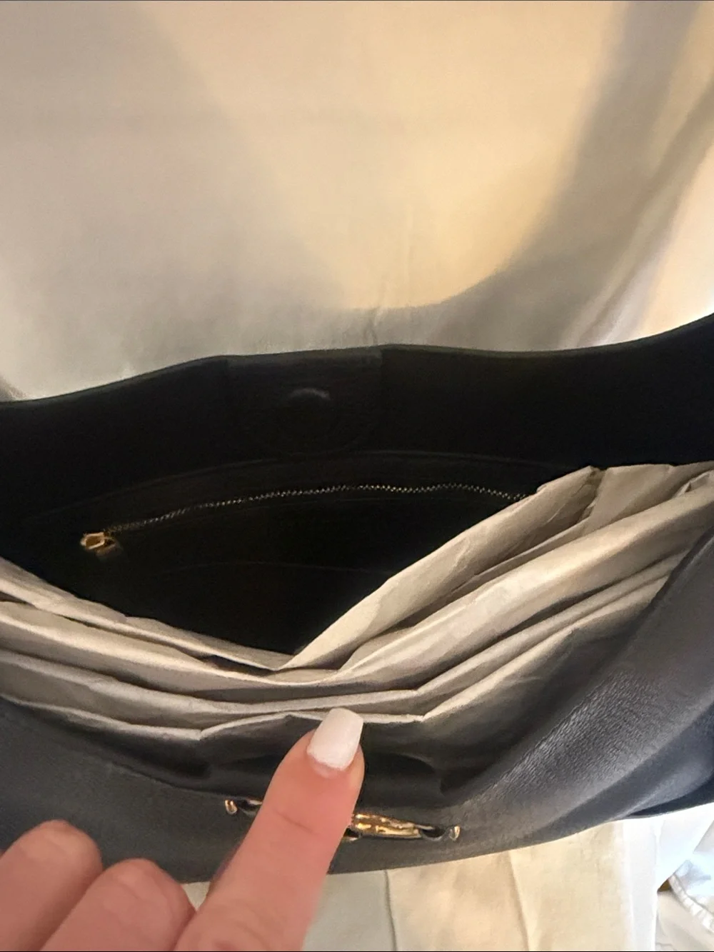Tory Burch Black Pebbled Leather Hobo with Gold Emblem